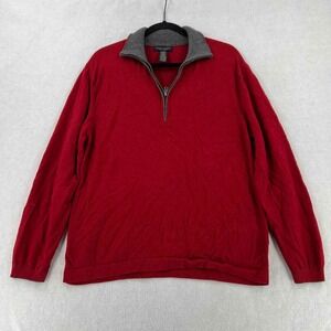 Banana Republic Sweater Mens Silk Cashmere 1/4 Zip Long-sleeve Red Pullover Sz L